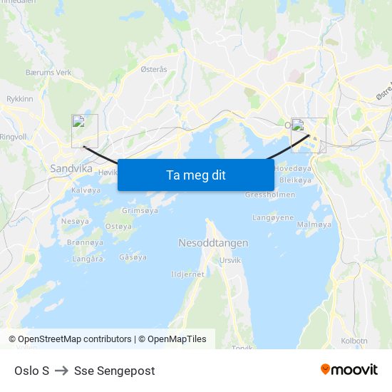 Oslo S to Sse Sengepost map