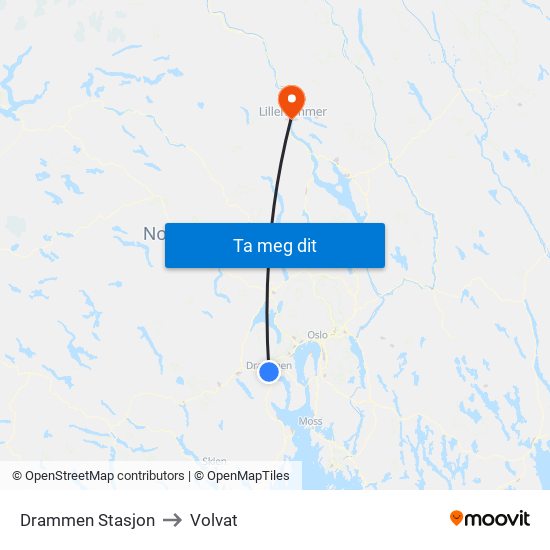 Drammen Stasjon to Volvat map