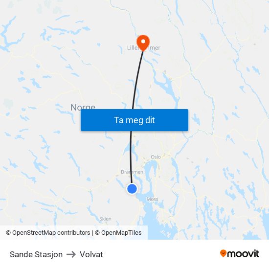 Sande Stasjon to Volvat map