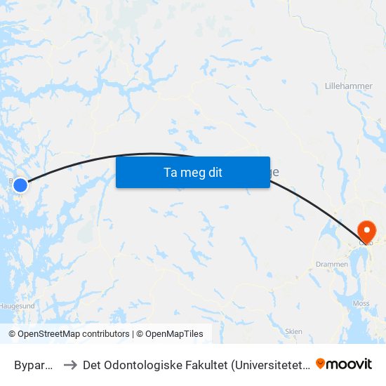 Byparken to Det Odontologiske Fakultet (Universitetet I Oslo) map