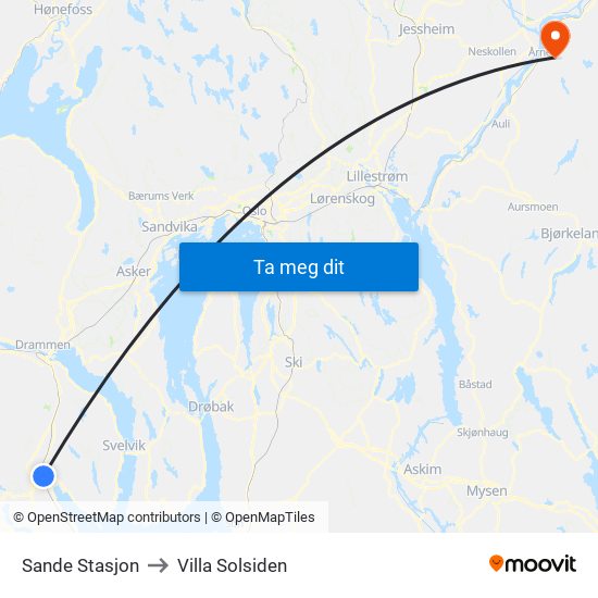 Sande Stasjon to Villa Solsiden map