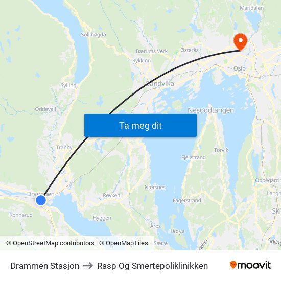 Drammen Stasjon to Rasp Og Smertepoliklinikken map