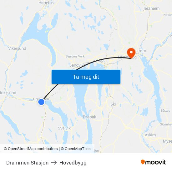 Drammen Stasjon to Hovedbygg map