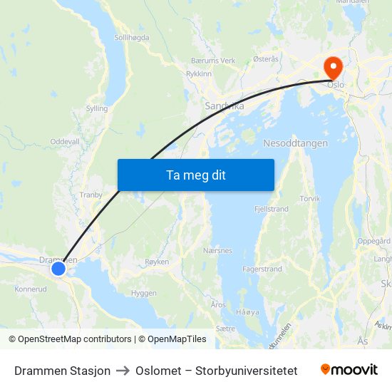 Drammen Stasjon to Oslomet – Storbyuniversitetet map