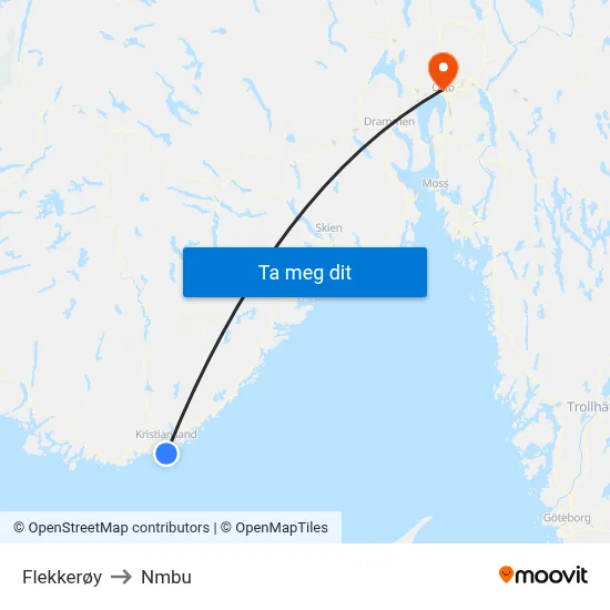 Flekkerøy to Nmbu map
