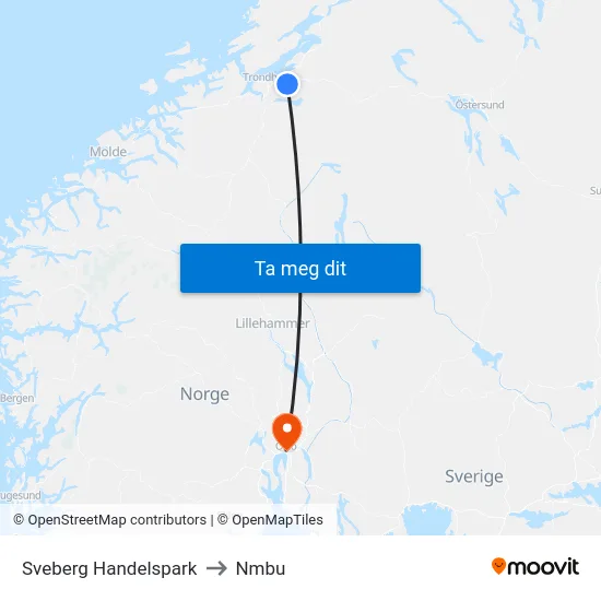 Sveberg Handelspark to Nmbu map