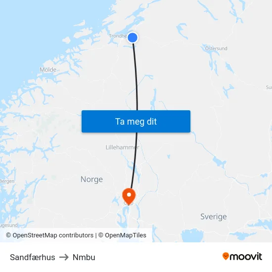 Sandfærhus to Nmbu map