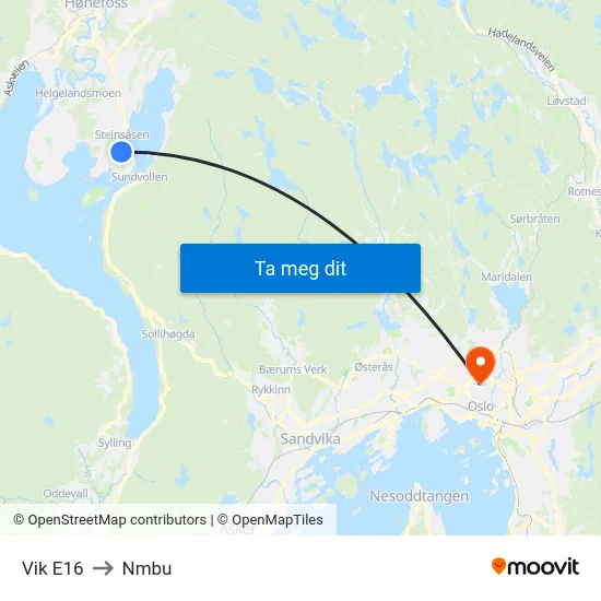 Vik E16 to Nmbu map