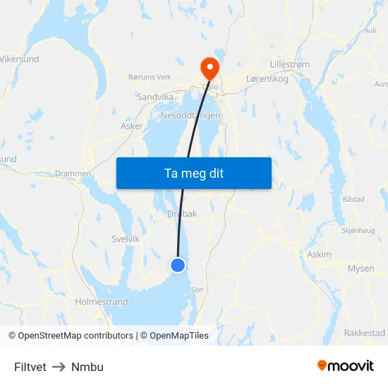 Filtvet to Nmbu map