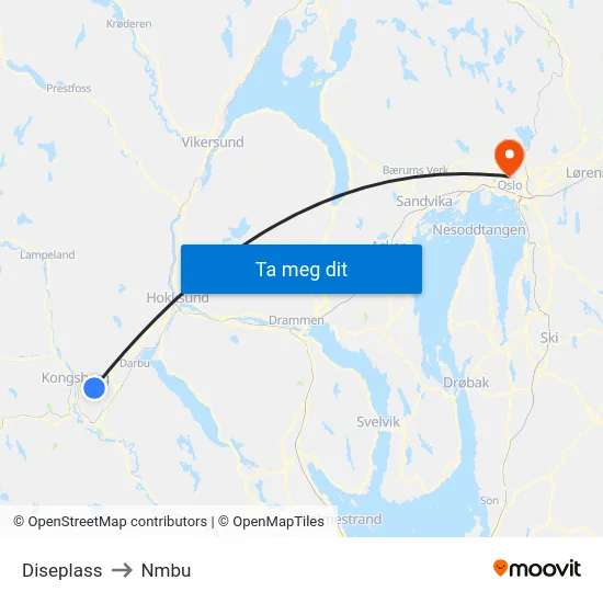 Diseplass to Nmbu map