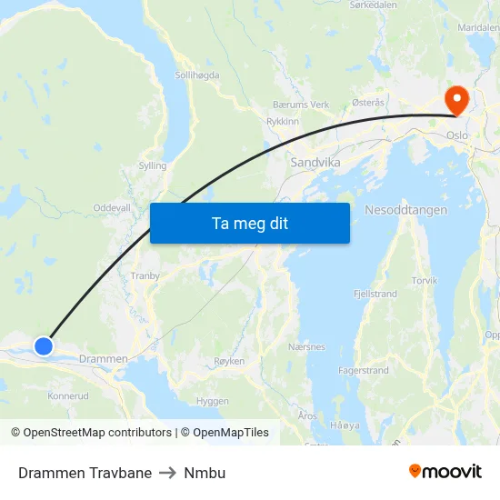 Drammen Travbane to Nmbu map