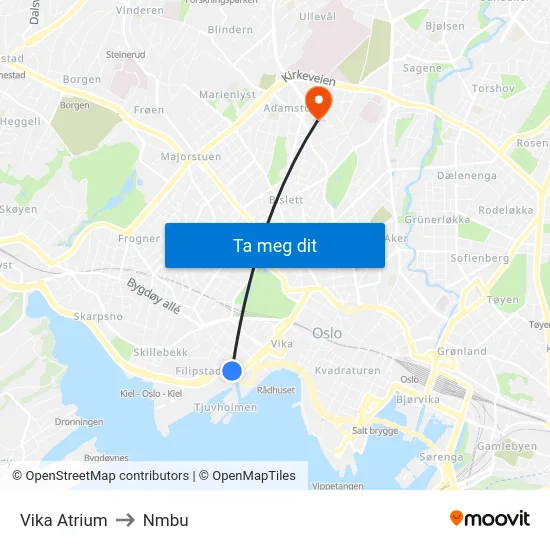 Vika Atrium to Nmbu map
