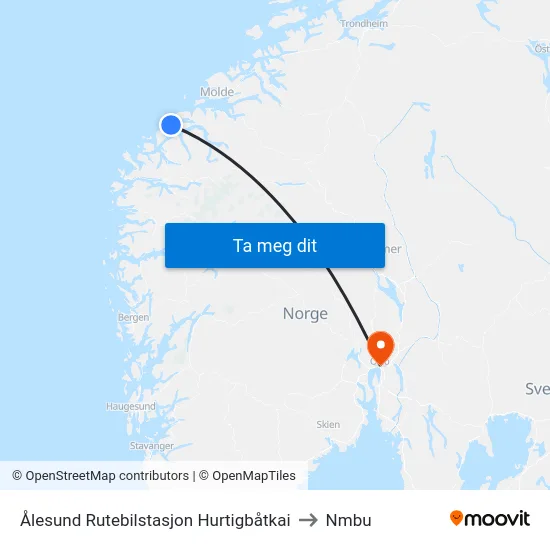 Ålesund Hurtigbåtkai Langevåg to Nmbu map