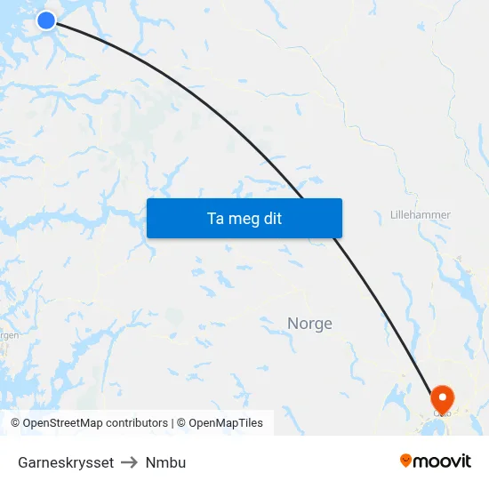 Garneskrysset to Nmbu map