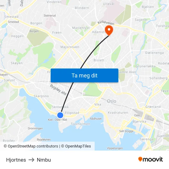 Hjortnes to Nmbu map