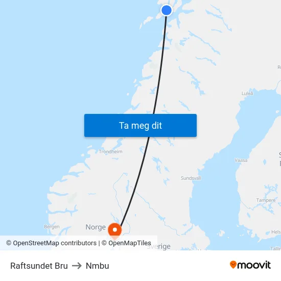 Raftsundet Bru to Nmbu map