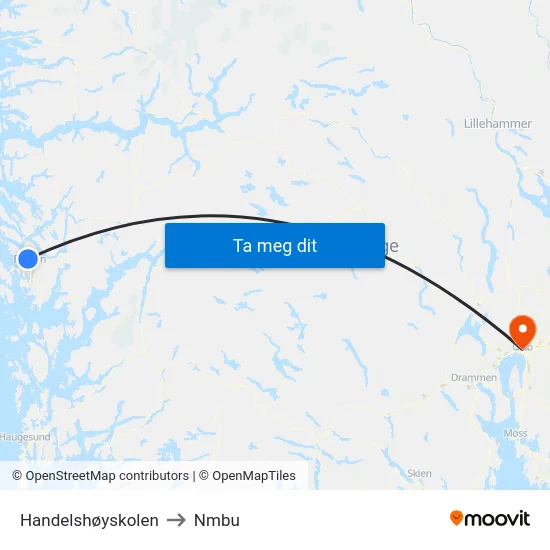 Handelshøyskolen to Nmbu map
