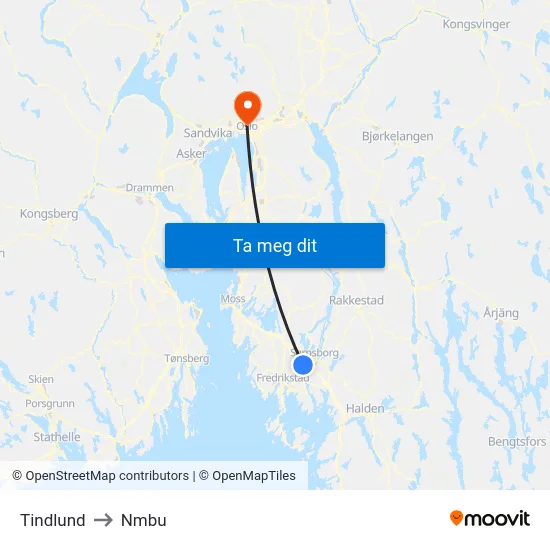 Tindlund to Nmbu map