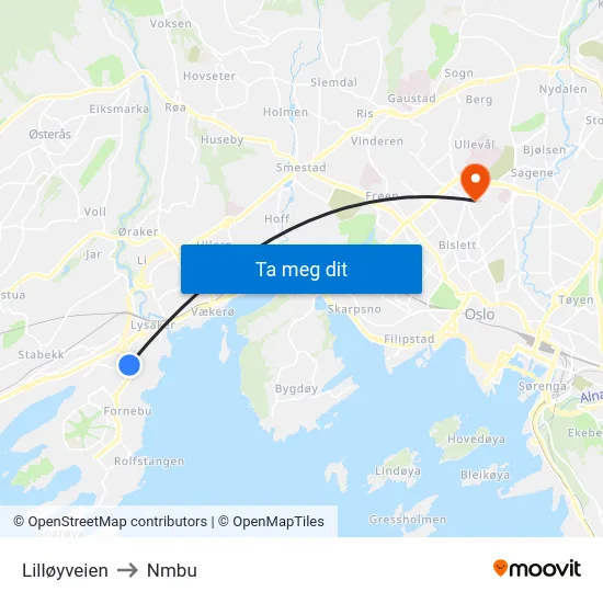 Lilløyveien to Nmbu map