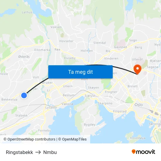 Ringstabekk to Nmbu map