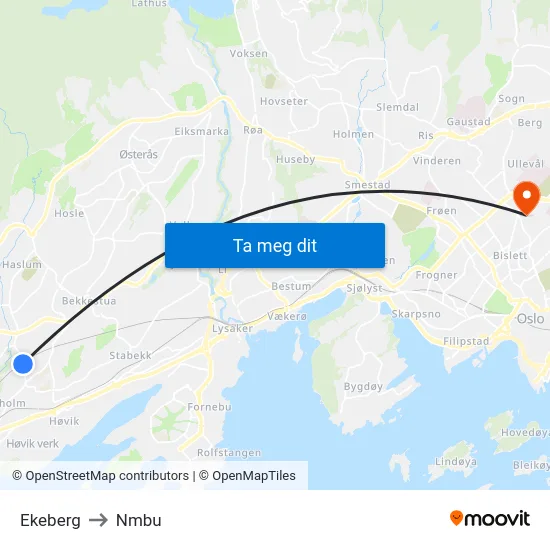 Ekeberg to Nmbu map