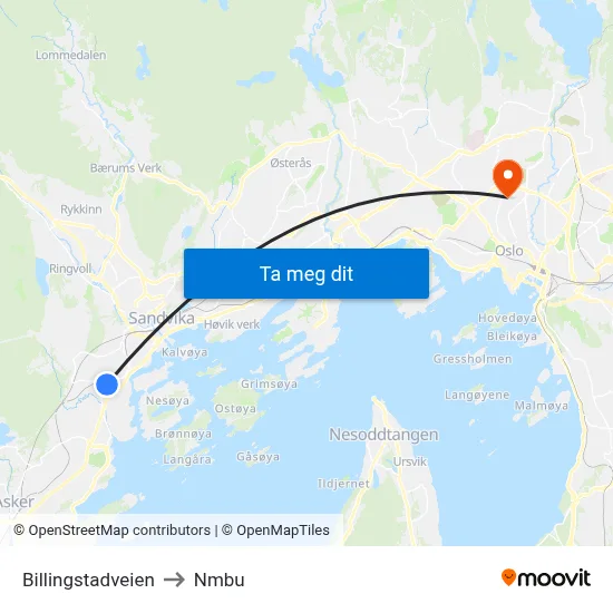 Billingstadveien to Nmbu map