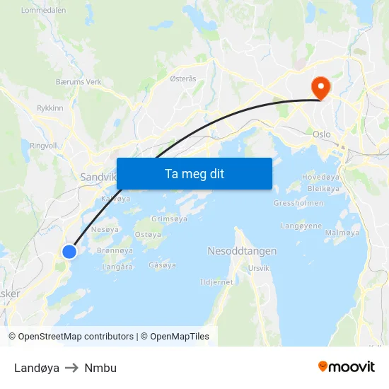 Landøya to Nmbu map