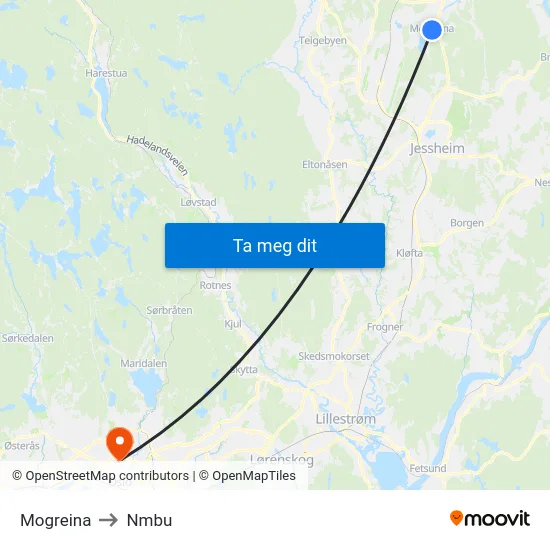Mogreina to Nmbu map