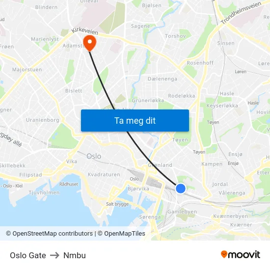 Oslo Gate to Nmbu map