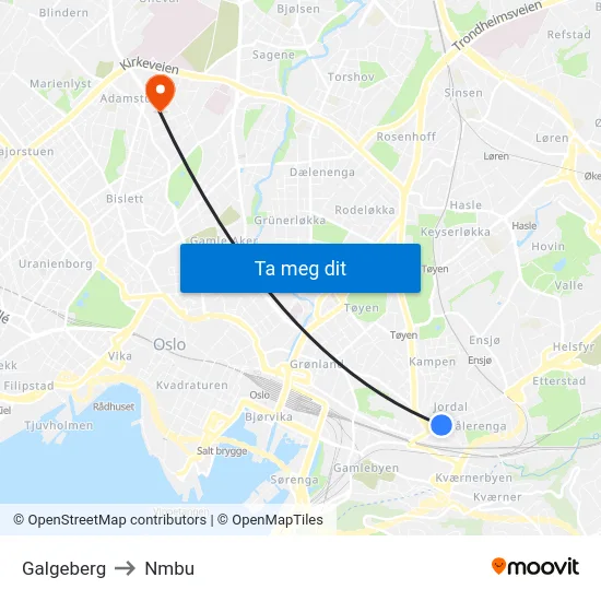 Galgeberg to Nmbu map