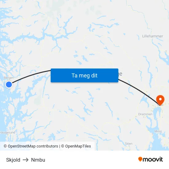 Skjold to Nmbu map