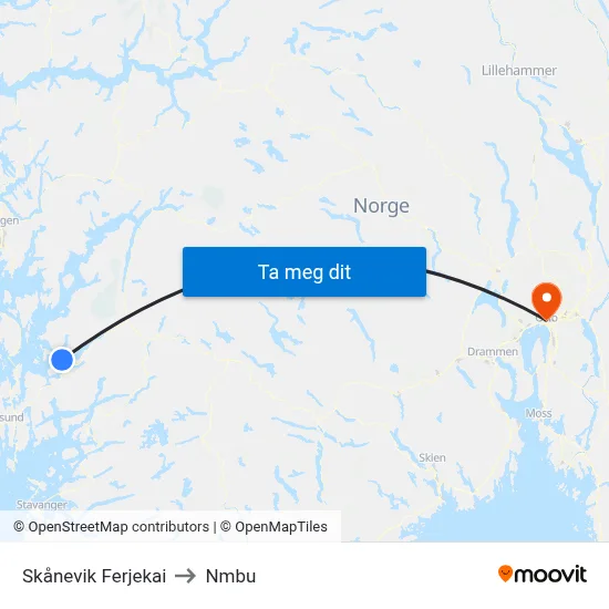 Skånevik Ferjekai to Nmbu map