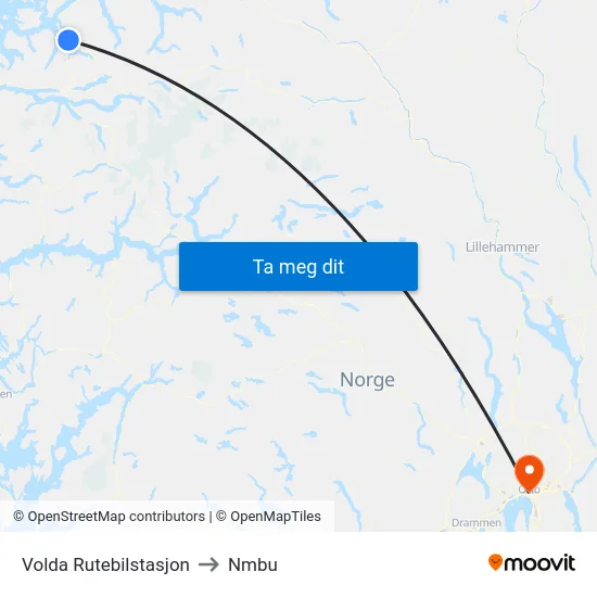 Volda Rutebilstasjon to Nmbu map