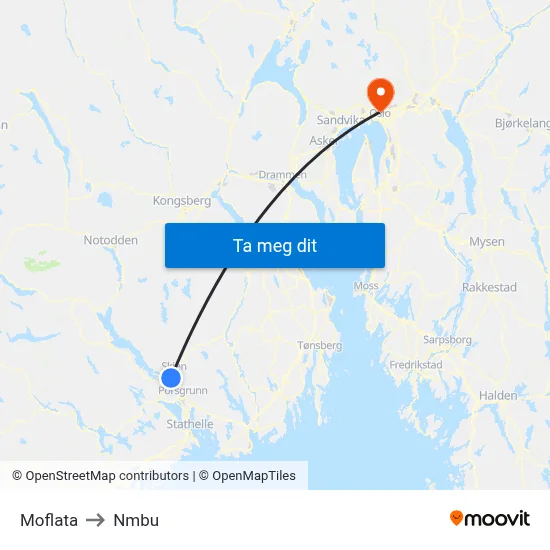 Moflata to Nmbu map