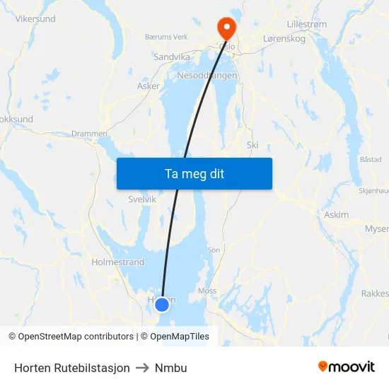 Horten Rutebilstasjon to Nmbu map