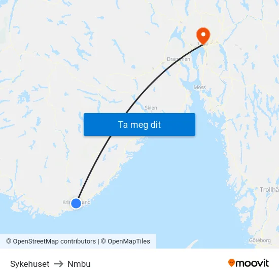 Sykehuset to Nmbu map