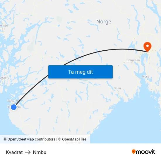 Kvadrat to Nmbu map