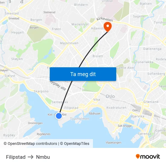 Filipstad to Nmbu map