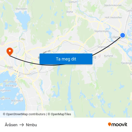 Åråsen to Nmbu map