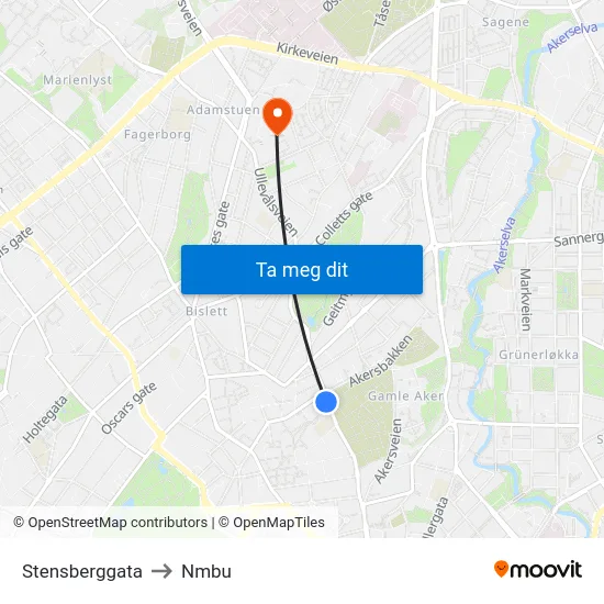 Stensberggata to Nmbu map