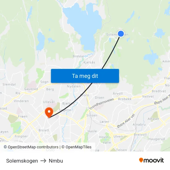 Solemskogen to Nmbu map