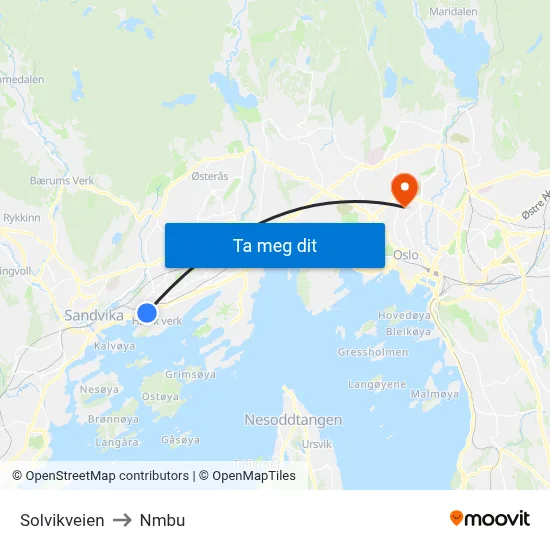 Solvikveien to Nmbu map
