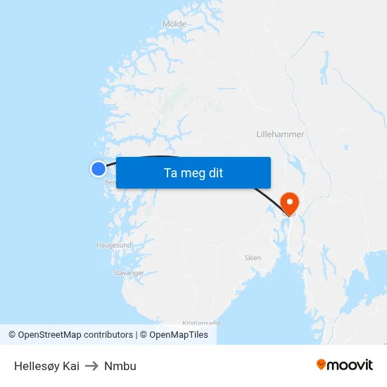 Hellesøy Kai to Nmbu map
