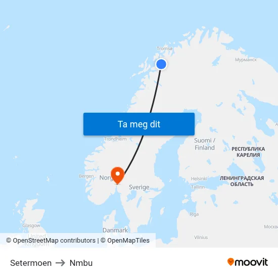 Setermoen to Nmbu map