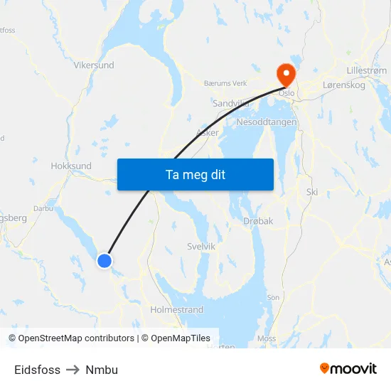 Eidsfoss to Nmbu map