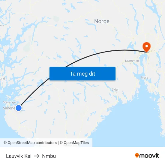 Lauvvik Kai to Nmbu map