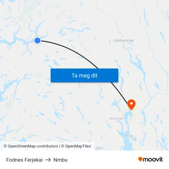 Fodnes Ferjekai to Nmbu map