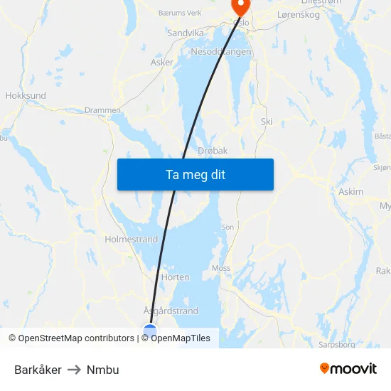 Barkåker to Nmbu map