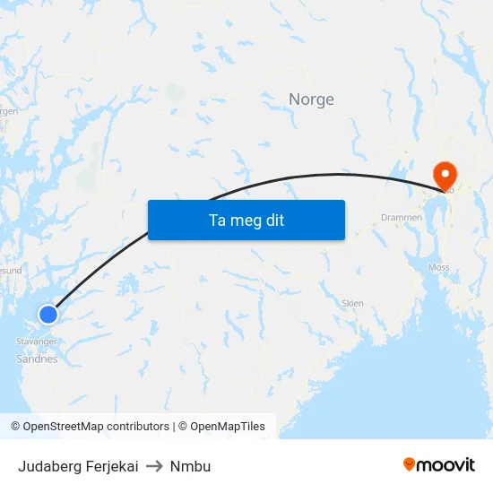 Judaberg Ferjekai to Nmbu map