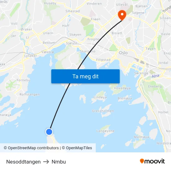 Nesoddtangen to Nmbu map